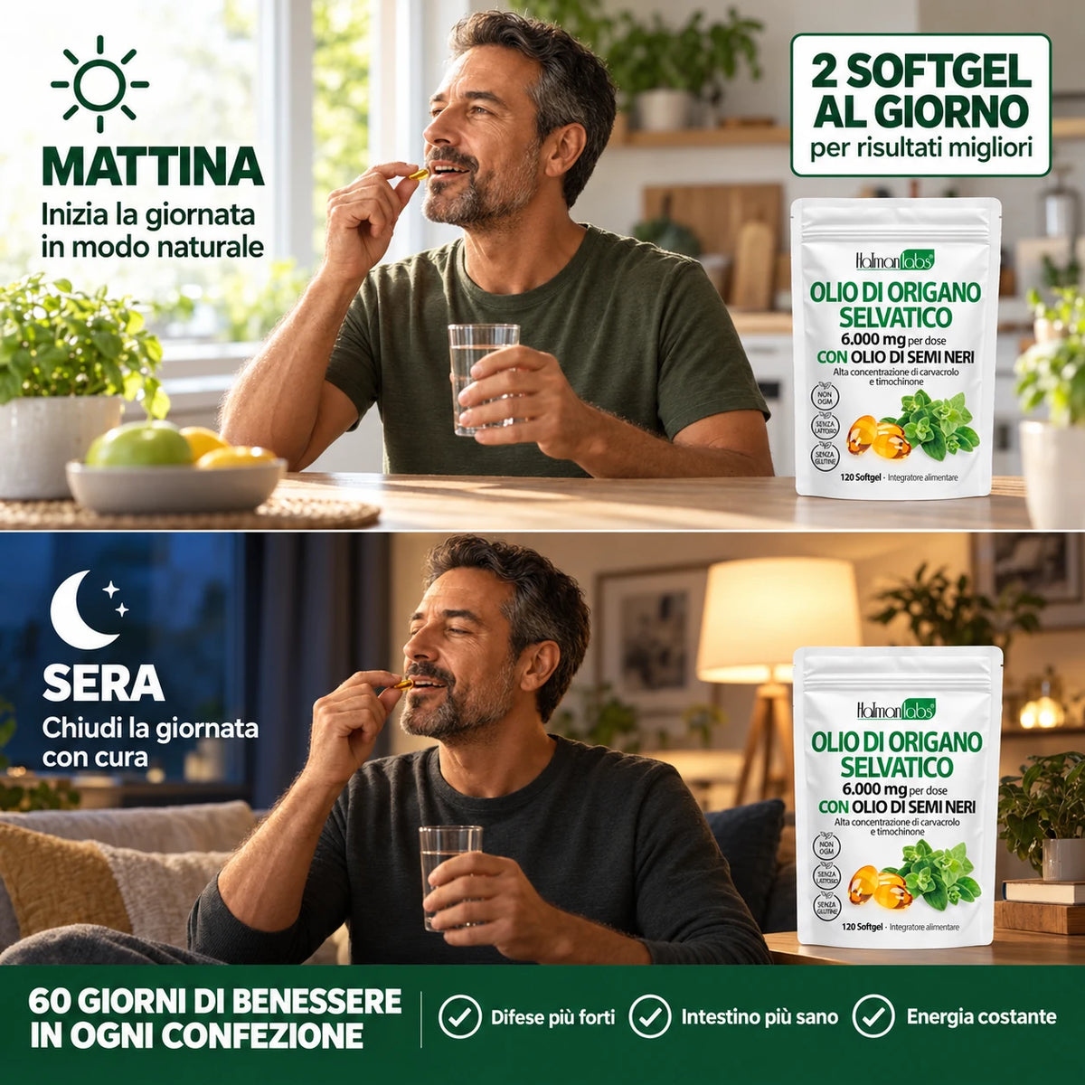 Olio di Origano Selvatico con Olio di Semi Neri – 120 Softgel