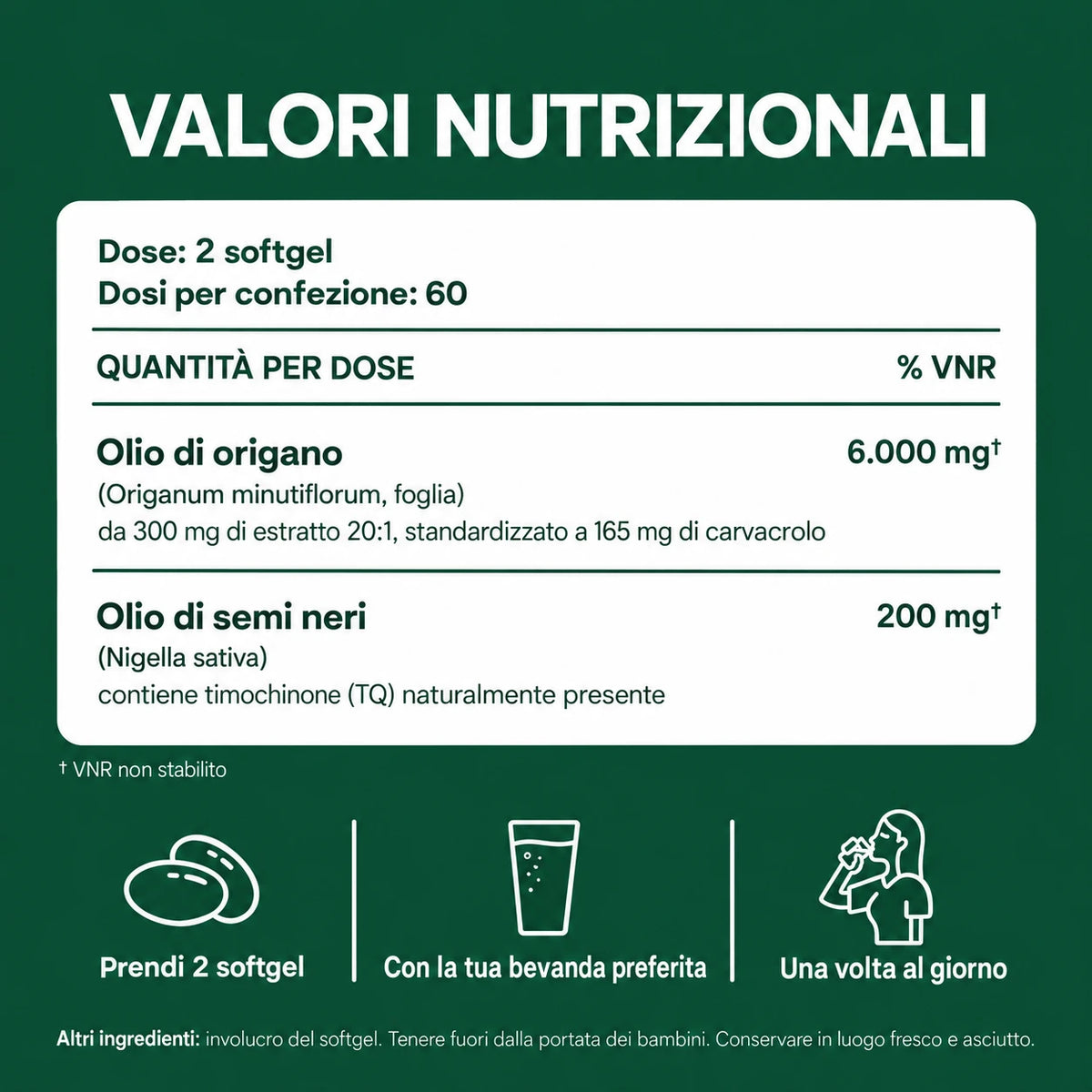 Olio di Origano Selvatico con Olio di Semi Neri – 120 Softgel